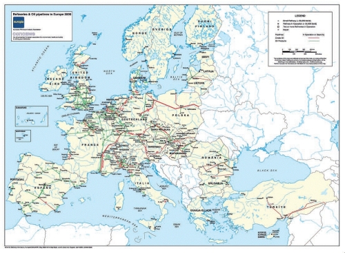 Red de oleoductos de España y Europa